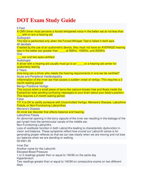 dot exam practice questions.